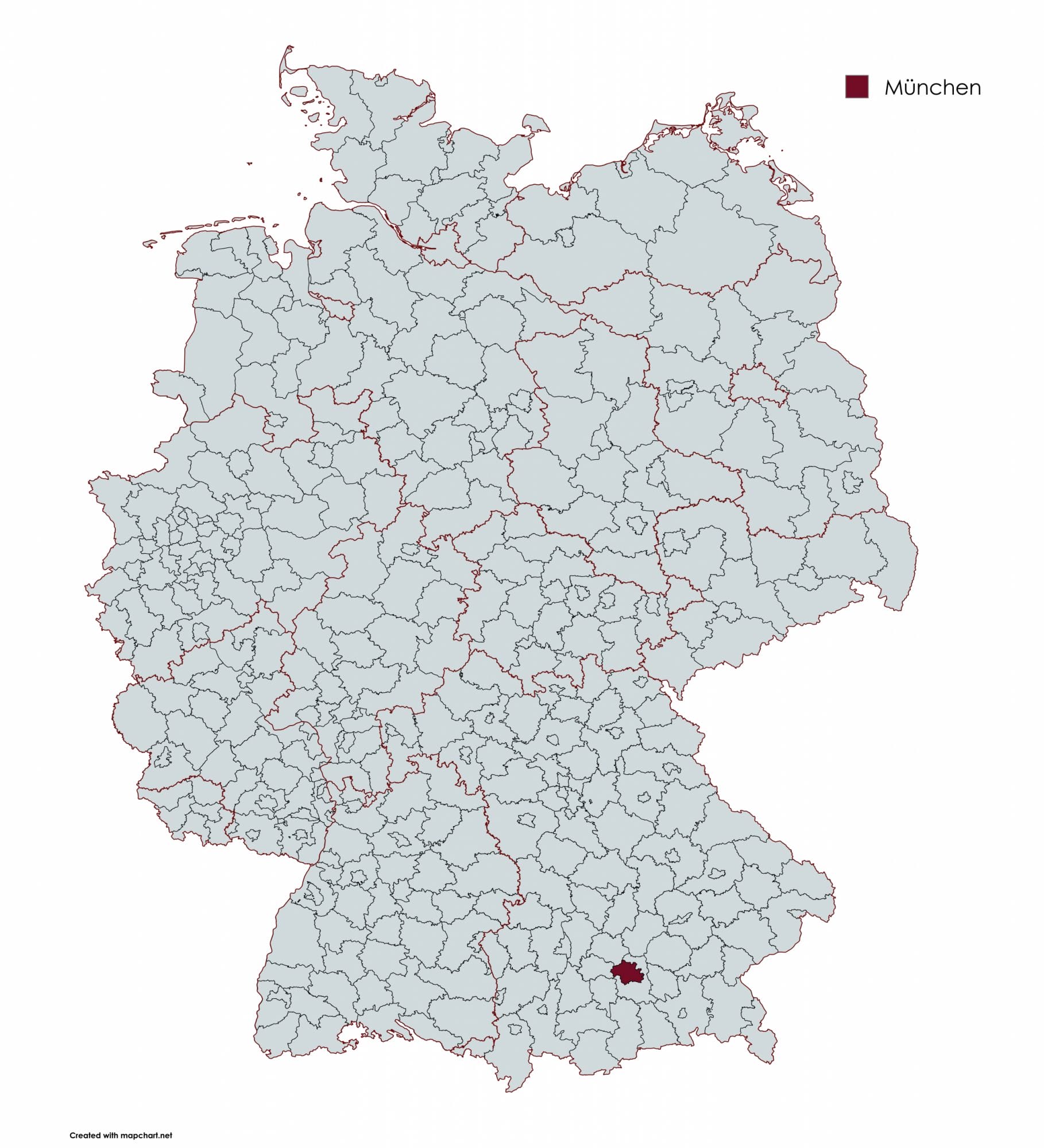 Karte Deutschland mit Standort von Barba & Partner Rechtsanwälte – München
